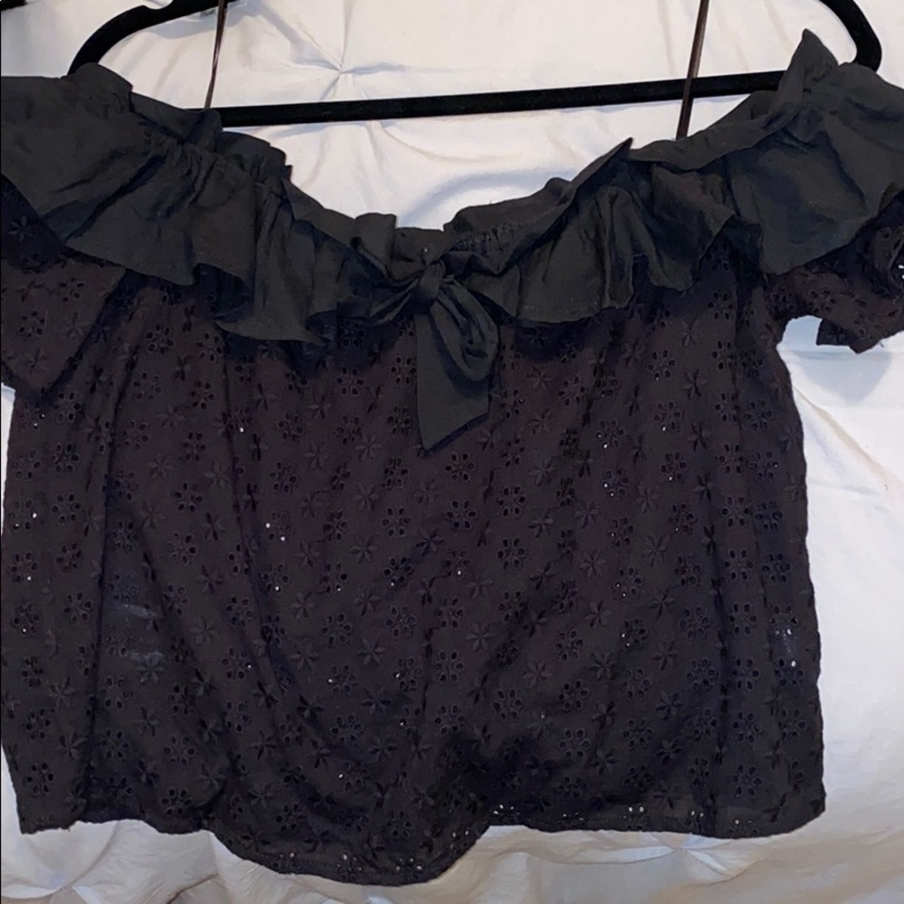 Black Lush Off the Shoulder Top